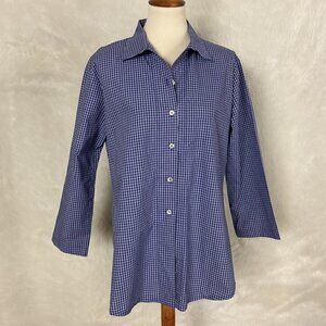 Vitamin Boutique Blue & White Check Collared Cotton Tunic Top L